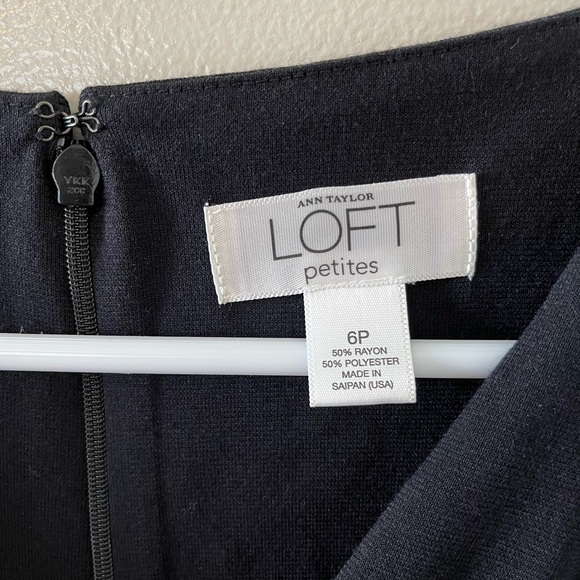 Ann Taylor Loft Black Long Sleeve Dress V Neck Size 6 Petite - Picture 6 of 7